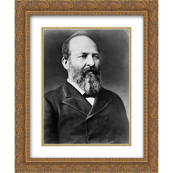President James A. Garfield, half-length portrait, facing right 20x24 Double Matted Gold Ornate Framed Art Print