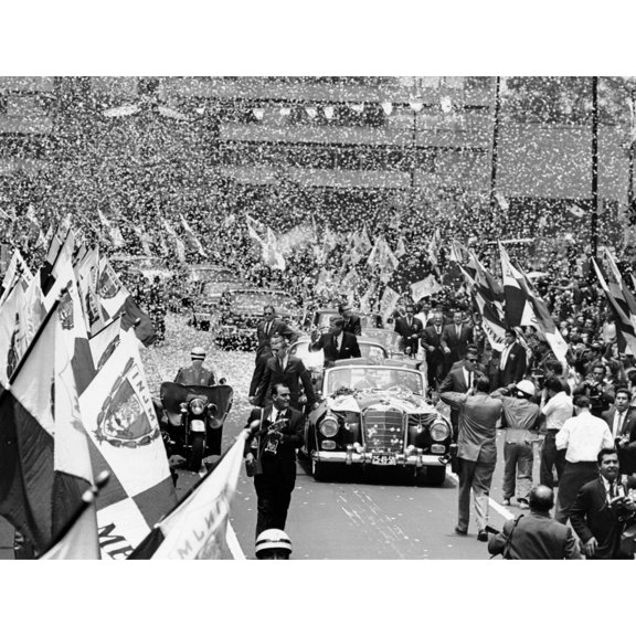 President John Kennedy Welcomed In Mexico City. Crowds Lined The Motorcade Route History (36 x 24)