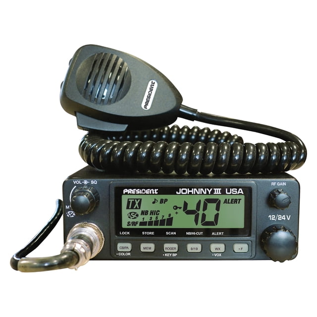 President Johnny III USA 40 Channel CB Radio 12 or 24V, Black - Walmart.com