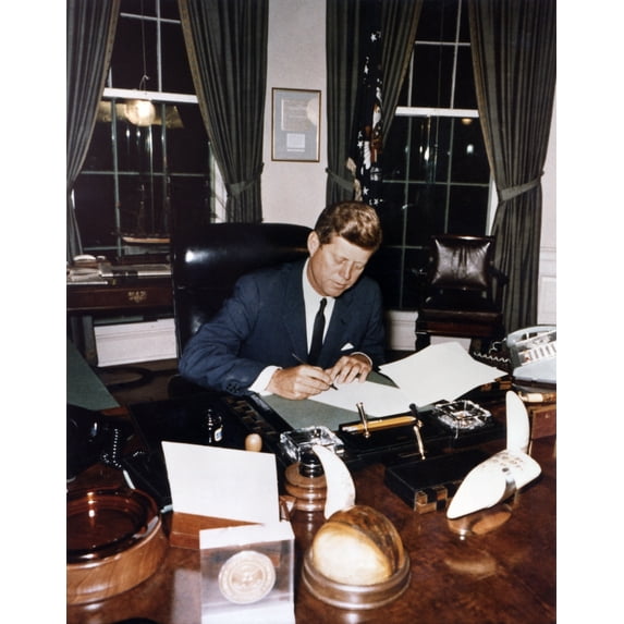 President Kennedy Signing Cuba Quarantine Proclamation. The Us Navy Blockade Would Prevent The Delivery Of Additional Soviet Missiles To The Communist Island Nation. Oct. 23 History (18 x 24)