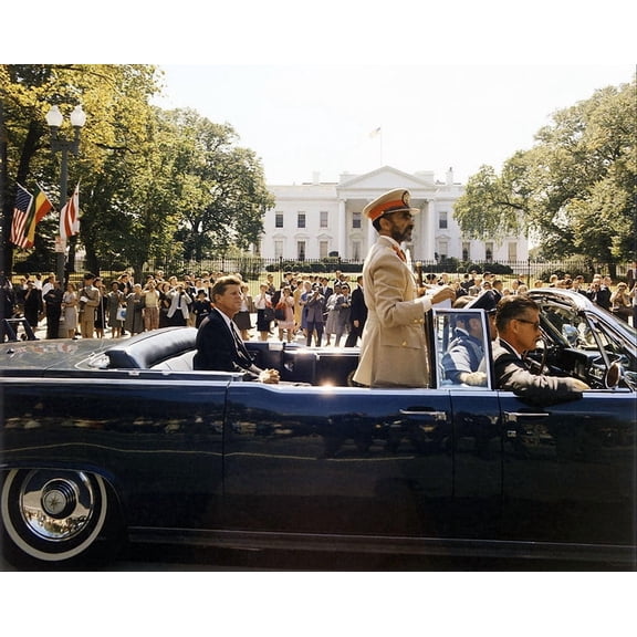 President Kennedy and Emperor Haile Selassie - 20x30 Inch Laminated Poster - Stunning Detail and Bold Colors