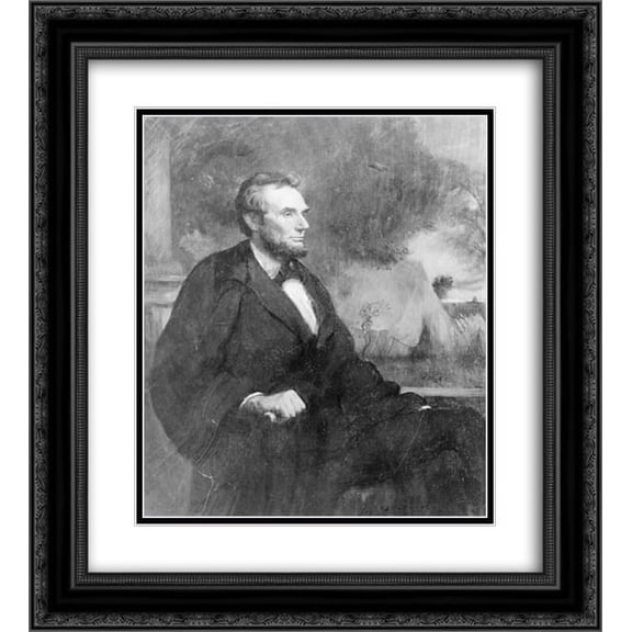 President Lincoln, half-length portrait, seated facing right 20x24 Double Matted Black Ornate Framed Art Print