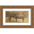 thumbnail image 1 of President Lincoln's horse, Old Robin 24x20 Double Matted Gold Ornate Framed Art Print, 1 of 2