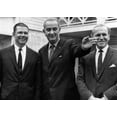thumbnail image 1 of President Lyndon B. Johnson Gestures As He Talks To Defense Secretary Robert Mcnamara (L) And Deputy Secretary Of Defense Roswell Gilpatric (R) During A Meeting At The Lbj Ranch. December 30 History, 1 of 1