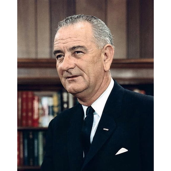 President Lyndon B. Johnson Portrait 1965 - 24x36 Inch Laminated Poster - Stunning Detail and Bold Colors