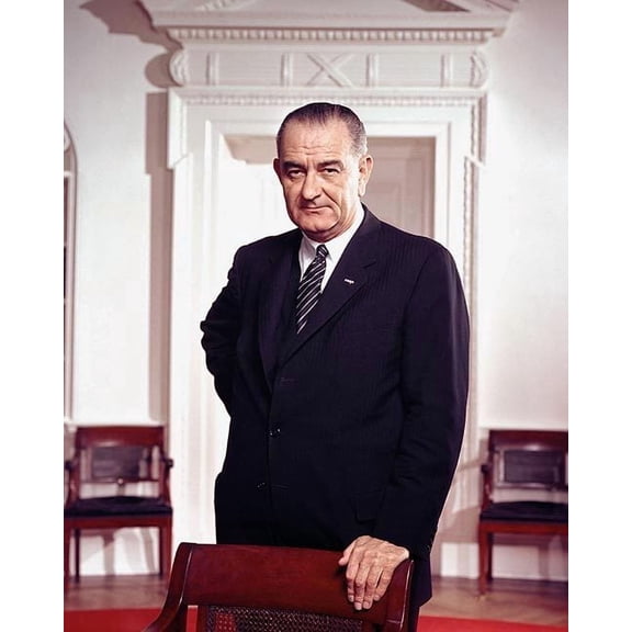 President Lyndon B. Johnson Standing Portrait - Style A - 12x18 Inch Laminated Poster - Stunning Detail and Bold Colors