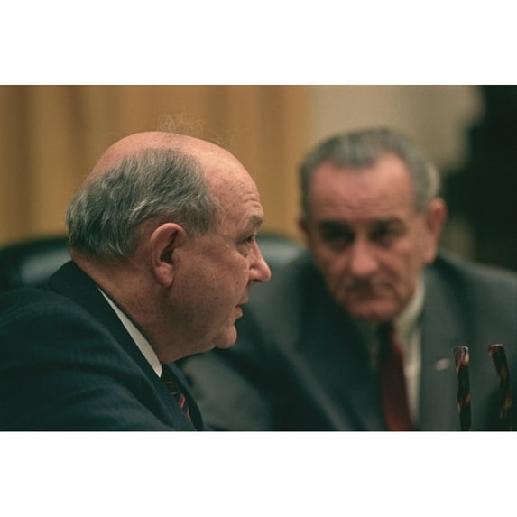 President Lyndon Johnson And Secretary Of State Dean Rusk At A Meeting In The Cabinet Room. Jan. 31 History