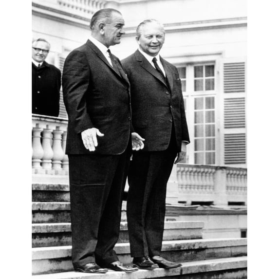 President Lyndon Johnson And West German Chancellor History (18 x 24)