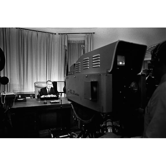 President Lyndon Johnson Delivering A Televised Address Concerning Civil Unrest In American Cities After The Detroit Riot Resulted In The Death Of 43 And Destruction Of 460 Million. History (36 x 24)
