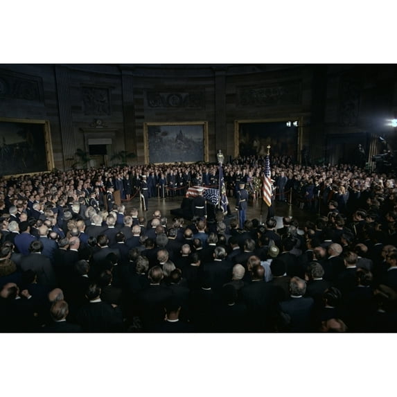 President Lyndon Johnson Lying In State In The Capitol Rotunda. President Richard Nixon History