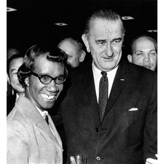 President Lyndon Johnson With Newly Elected Congresswomen Shirley Chisholm Of New York. Lbj Was Attending A Farewell Reception In His Honor Given By The Democratic Congressional Leaders. Jan. 6