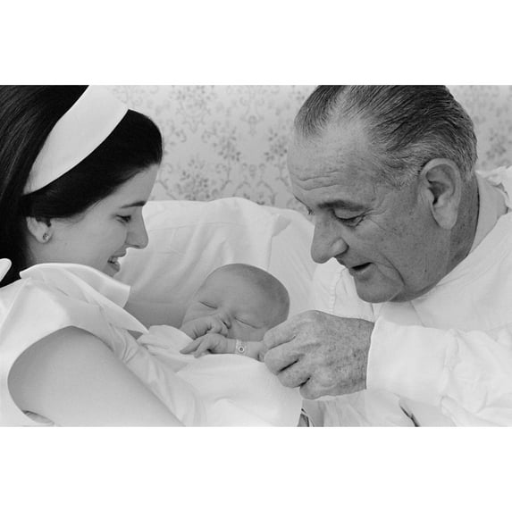 President Lyndon Johnson'S First Grandchild. Sleeping In His Mother Luci'S Arms History (24 x 18)