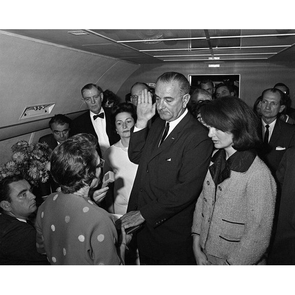 President Lyndon Johnson Swearing In - 20x30 Inch Laminated Poster - Stunning Detail and Bold Colors
