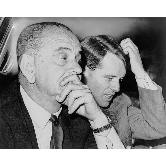 President Lyndon Johnson with Robert Kennedy - Style A - 20x30 Inch Laminated Poster - Stunning Detail and Bold Colors