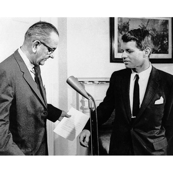 President Lyndon Johnson with Robert Kennedy - Style B - 20x30 Inch Laminated Poster - Stunning Detail and Bold Colors