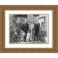 thumbnail image 1 of President and Mrs. Coolidge, full-length portraits, standing on steps, with their two sons and their pet dog 24x20 Double Matted Gold Ornate Framed Art Print, 1 of 2