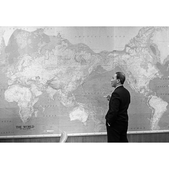 President Nguyen Van Thieu Of South Vietnam Standing In Front Of World Map. Thieu Was In Hawaii History