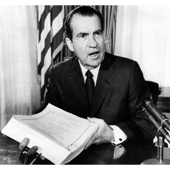 President Nixon After Signing The 1969 Tax Reform Bill. He Was Critical Of Congress' Failure To Balance Tax Cuts With