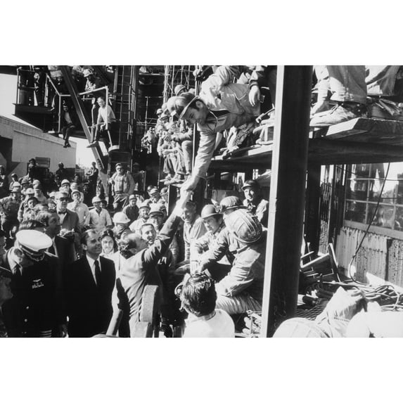 President Nixon Shaking Hands With Construction Workers After Speaking To National Steel And Shipbuilding In San Diego
