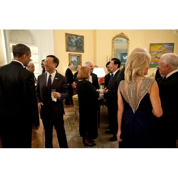 President Obama And Chinese President Hu Jintao With Guests At The White House Before The State Dinner. In The Photo Are Roberts Gates Jill Biden And Jimmy Carter. Jan. 19 2011. (Bswh20118218) History
