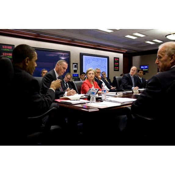 President Obama Speaks During A Meeting On Afghanistan And Pakistan In The Situation Room Of The White House April 16 2010. L To R At The Table National Security Advisor Gen. James Jones Sec. Hillary