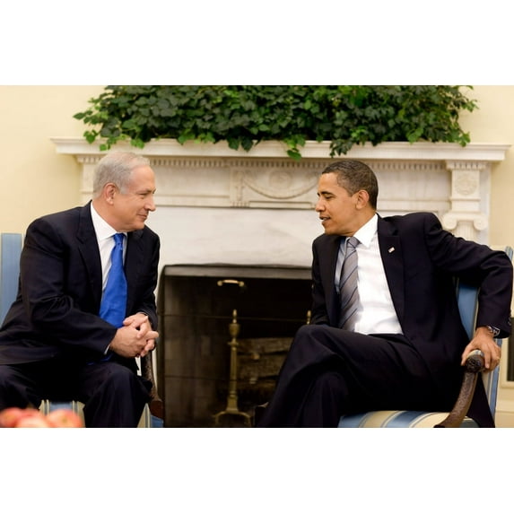 President Obama Talks With Israeli Prime Minister Benjamin Netanyahu In The Oval Office. May 18 2009. (Bswh20118247) History (36 x 24)