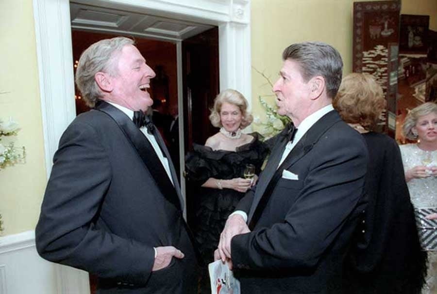 President Reagan Sharing A Joke With William F. Buckley At A Private Birthday Party In Honor Of His 75Th Birthday In The