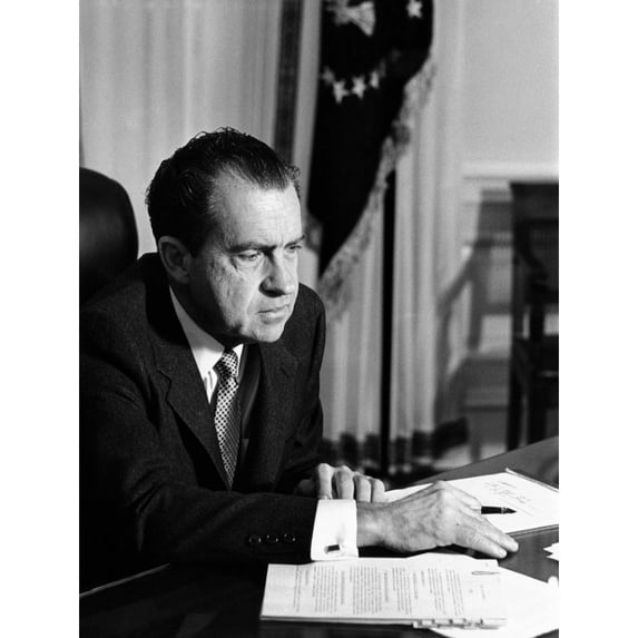 President Richard Nixon At His Oval Office Desk On His First Day As President. Jan. 21 History
