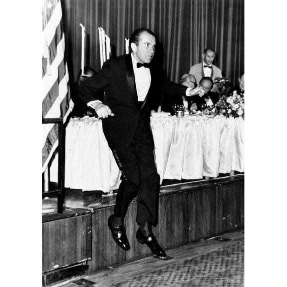 President Richard Nixon Leaps From The Dais At A Memorial Dinner 10141969 In Honor Of The Late President Dwight D. Eisenhower. The Dinner Was Held On What Would Have Been Eisenhower'S 79Th Birthday.