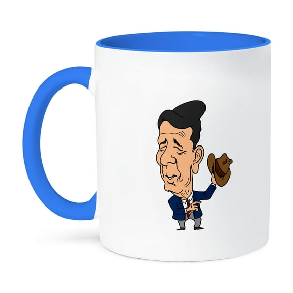 3dRose, President Ronald Reagan , 11oz Two-Tone Blue Mug