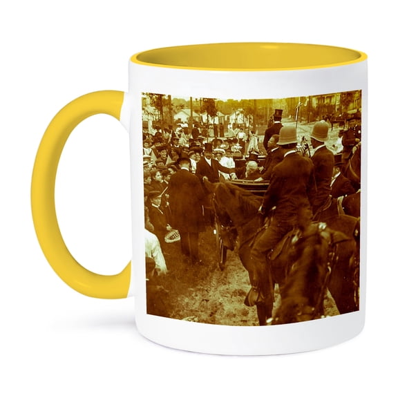 3dRose, President Roosevelt addressing a crowd Jacksonville Florida 1905, 11oz Two-Tone Yellow Mug