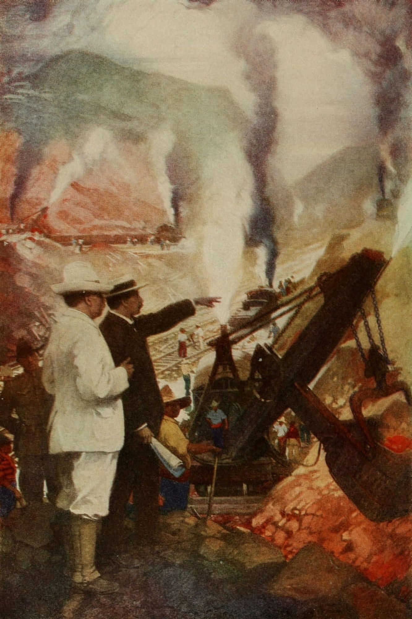 President Roosevelt inspects work on Panama Canal 1906 opened 1914 Canvas Art - Thornton Oakley (18 x 24)