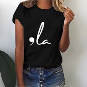 HOADEUW President T Shirts for Women Harris Comma La Graphic Tees Crew Neck Short Sleeve 2024 Election Shirts