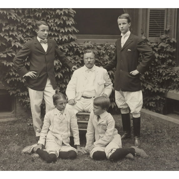 President Theodore Roosevelt With His Four Sons In August 1907. L-R Theodore Jr. History (24 x 18)
