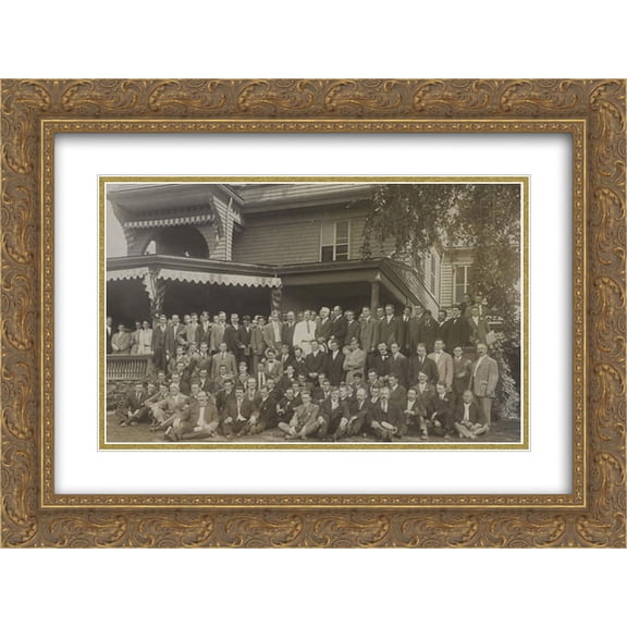 President Theodore Roosevelt standing with members of the U.S. Olympic team 24x14 Double Matted Gold Ornate Framed Art Print