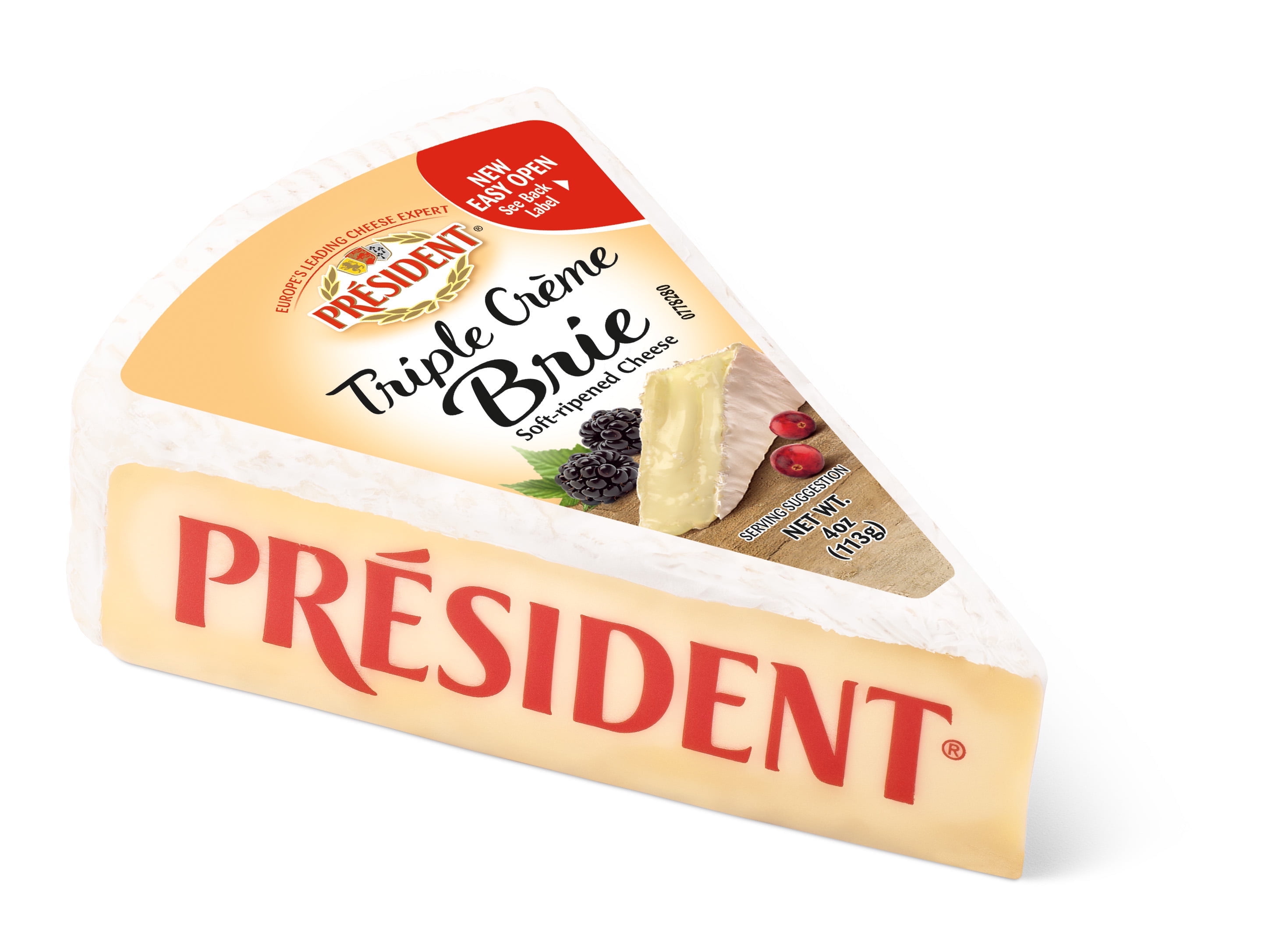 President Triple Cream Brie Cheese Wedge, 4 oz (Refrigerated)