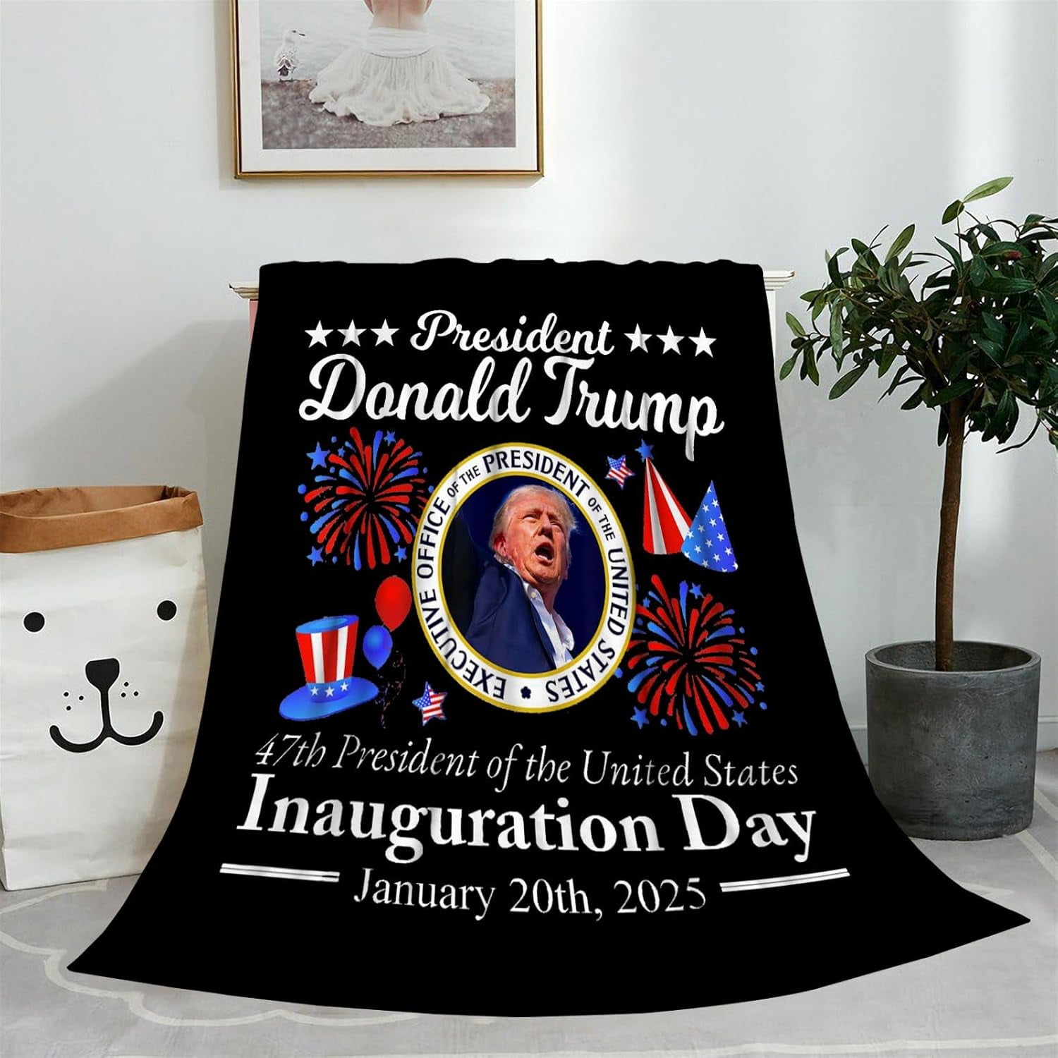 President Trump Inauguration Day 2025 Memorabilia Blankets Fuzzy