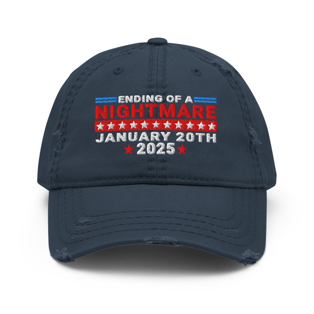 President Trump Inauguration Day Embroidered Distressed Dad Hat, Ending