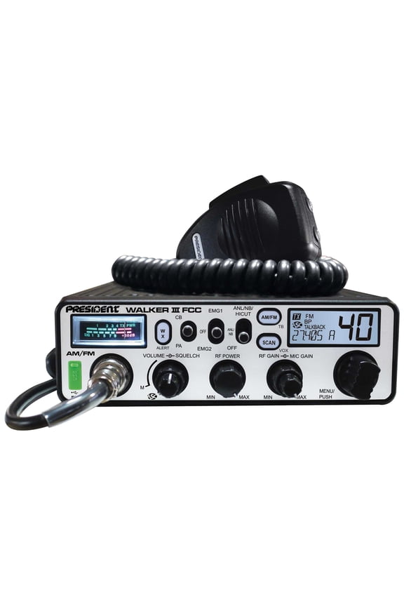 Walker III FCC 40-Channel 12-Volt AM/FM Weatherband CB Radio, TXUS200-1