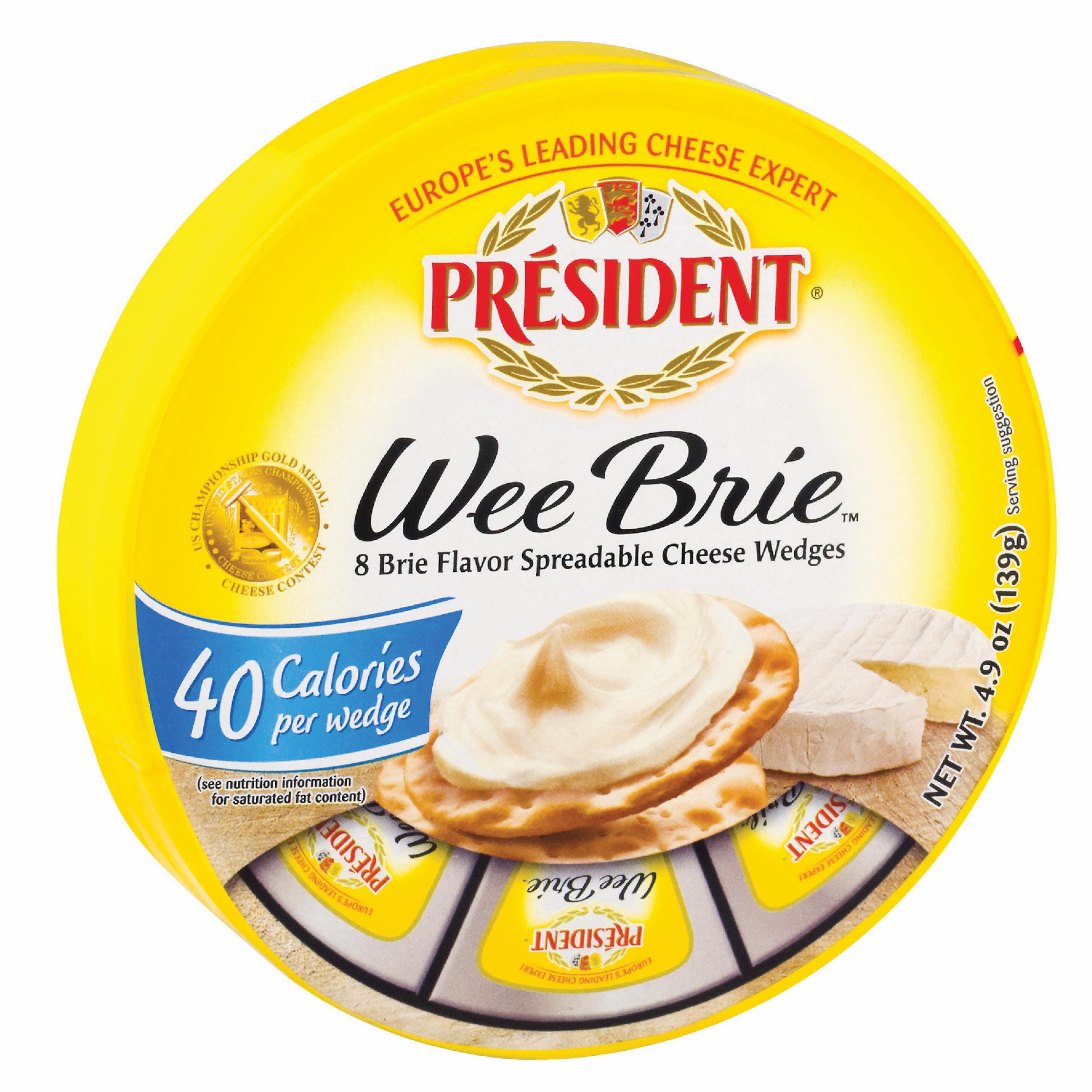 President Wee Brie Spreadable Cheese Wedges, 4.9 oz, 8 Ct (Refrigerated