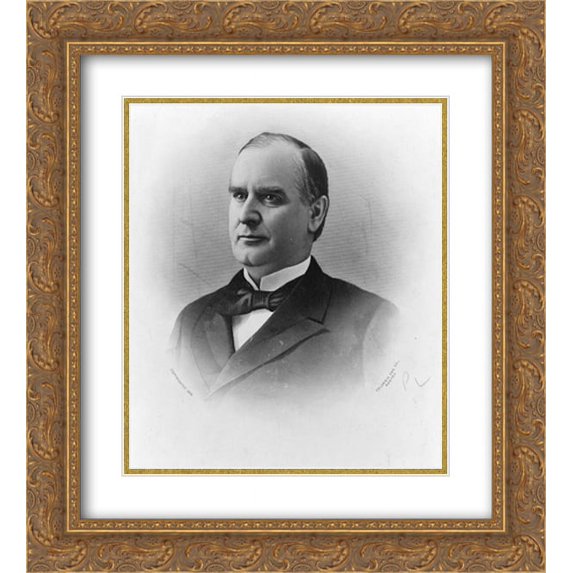 President William McKinley, head-and-shoulders print, facing left 20x22 Double Matted Gold Ornate Framed Art Print