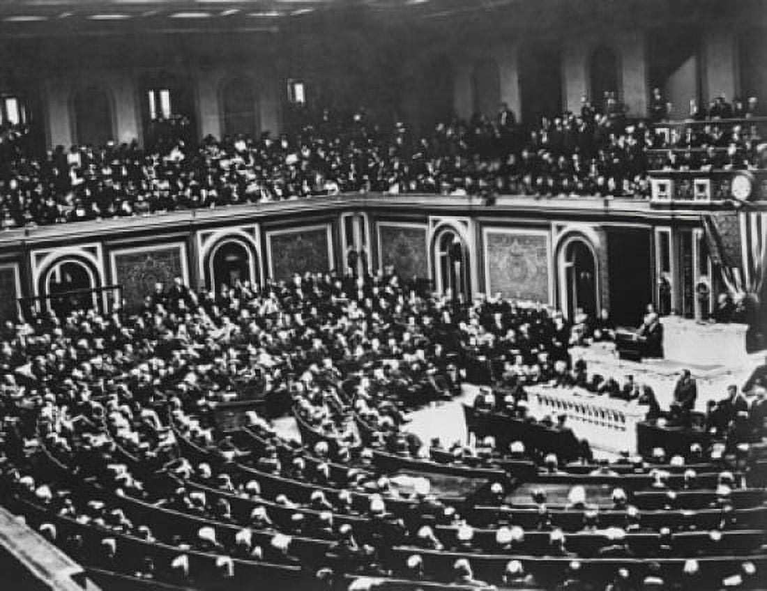 President Wilsons Address to Congress to join the Allies against Germany April 2 1917 Canvas Art - (18 x 24)