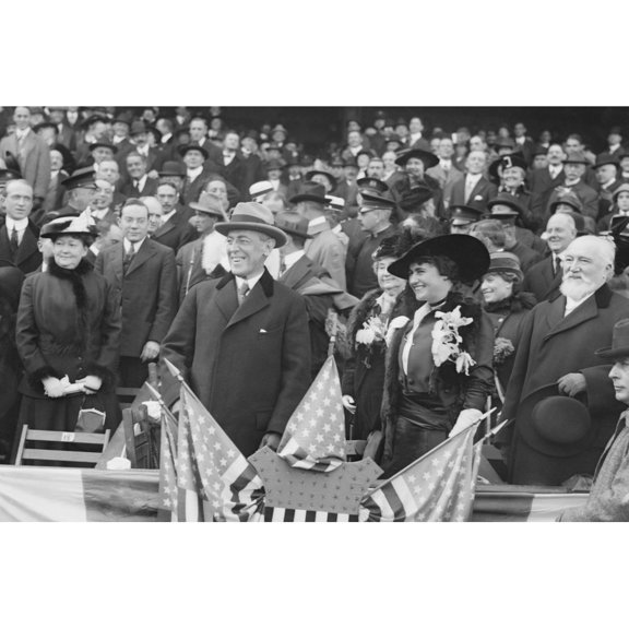President Woodrow Wilson At World Series Game With Edith Bolling Galt. The Couple Were Courting Publically On October 8