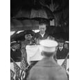 thumbnail image 1 of President Woodrow Wilson Speaking Under An Umbrella On Flag Day History (24 x 36), 1 of 2