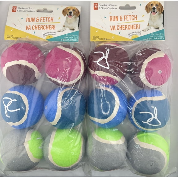 President's Choice Fetch n Run Dog Balls 6 Count per pack X 2 ( Total 12 balls )