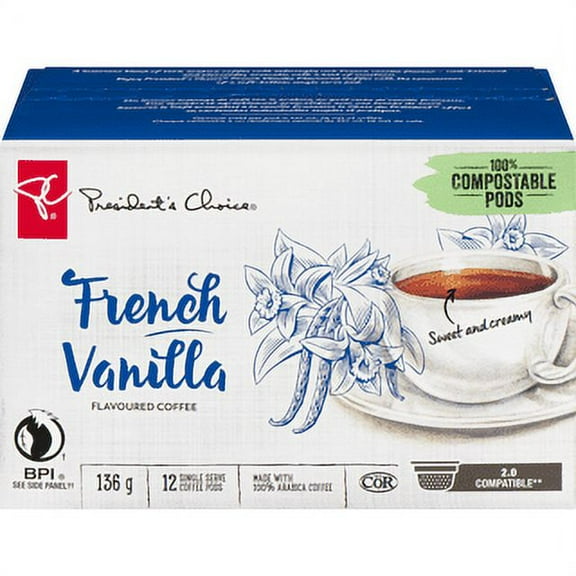 President's Choice French Vanilla Flavoured Coffee Single Serve Keurig Coffee Pods, 12ct