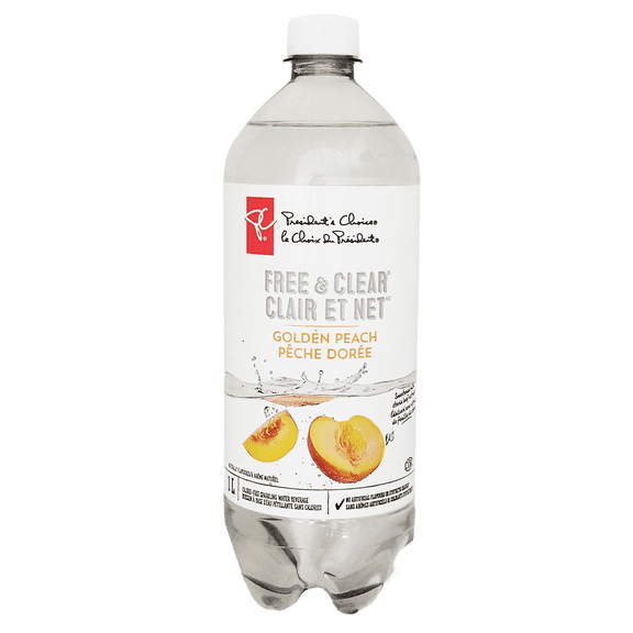 President's Choice Golden Peach Flavored Sparkling Water, 1L/35.2 fl oz