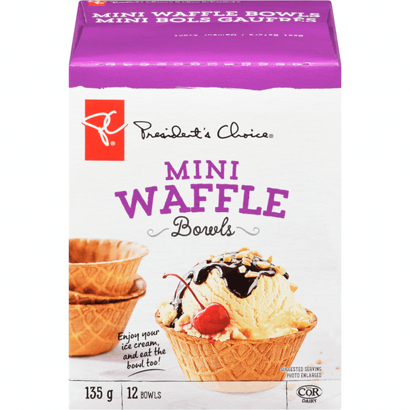 President's Choice Mini Waffle Bowls, 12 Bowls, 135g/4.7 oz