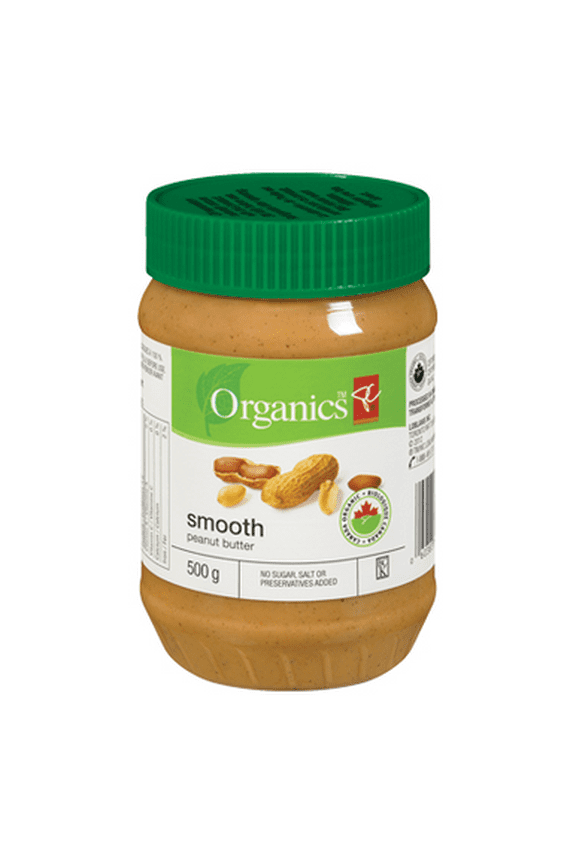 President's Choice Organics Smooth Peanut Butter, 500g/17.6oz., {Imported from Canada}