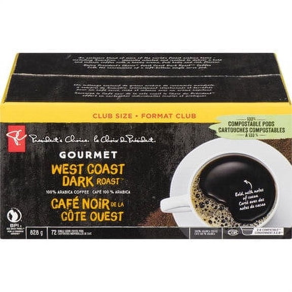 President's Choice Dark Roast Coffee Pods 828g (29.2 oz) | West Coast Blend 72ct